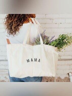 Sunflower Motherhood Mama Canvas Tote Bag NWOT